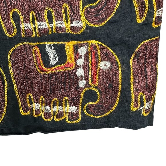 Vintage Soho Compagnie Open Vest Streetwise Elephant Embroidered Cotton Lined - Picture 5 of 7